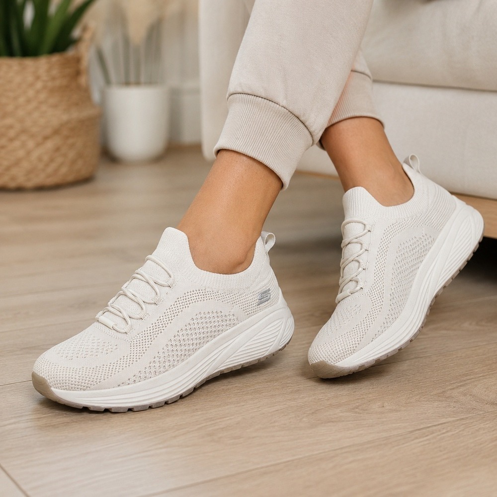 Skechers BOBS Sport Sparrow 2.0 Shoes Stretch Fit Sneakers Off White Women's 10